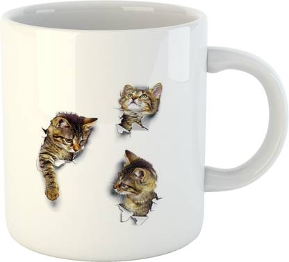 Divine Handicraft Cat 3D Design Hd Printed Microwave Safe Ceramic Coffee  Suitable Gift for Friend |