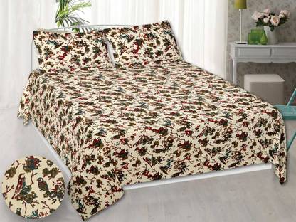 SIDDHICHCHHA 249 TC Cotton Double Floral Flat Bedsheet