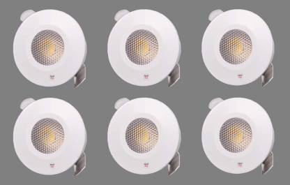 Prop It Up Spot 2-Watt LED COB Lights, SMALLEST LED RESSESED LIGHT, BEST SUITABLE FOR SHOWCASE,FURNITURE, CABINETS,BED ETC. (Warm White, Pack of 6) Ceiling Light Ceiling Lamp Price in India -