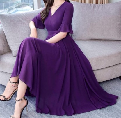 purple maxi dress,