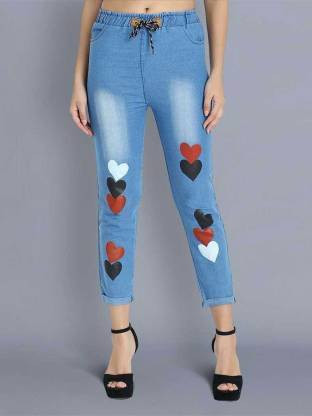 Jogger Fit Women Light Blue Jeans Price 