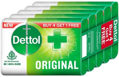 [New Users Add 4 Qty] Dettol Original Bathing Soap Bar 125gm Each (Buy 4 Get 1 Free)