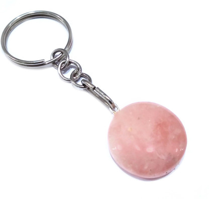Round Keychain Natural Crystal Stone Key