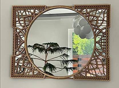 Rhydon Decor Wall Mirror Decorative Mounted Hanging Modern Art Gifts Home Rectangle For Living Room Bathroom Wash Basin Bedroom Drawing Makeup In India - Designer Wall Mirror For Living Room