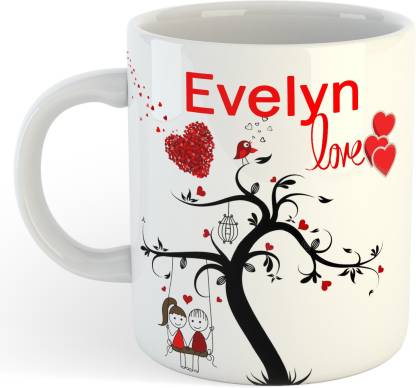 Rawyaldeep Evelyn Printed Coffee, I Love You Evelyn, Evelyn Name , Gift For  Friends , Lovers , Valentine's day ,