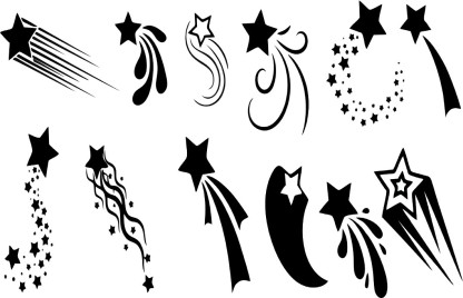 Black And White Silhouette Star Tattoos Designs