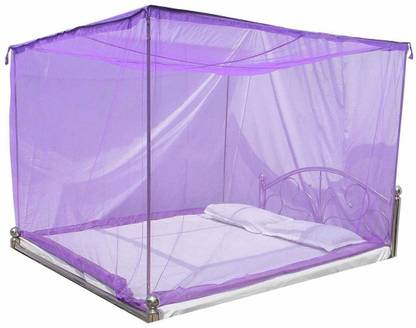 buyagain Cotton Adults Washable Mosquito NET for Double Bed Poly Cotton - Mosquito Net for Baby | Bedroom | Family | Queen, King Size Bed Mosquito net pro 7x7 ft purple Mosquito Net