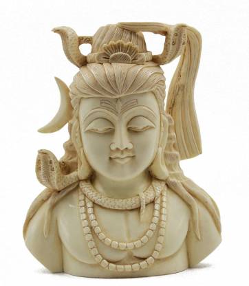 Indicast Resin Lord Shiva Head Carving Antique Fine Mahadev Shiva Idol Statue for Home Decor Handcrafted Shankara Murti for Home Temple and Pooja Gifting Purpose Sculpture Decorative Showpiece  -  20 cm