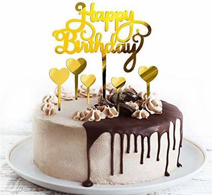 Svm Craft Svm Craft Acrylic Happy Birthday With Heart Gold Cake Topper Acrylic Cake Toppers Happy