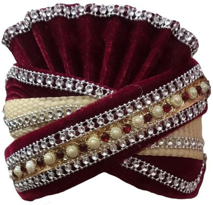 BookMyCostume Maroon Indian Dulha Pagdi 