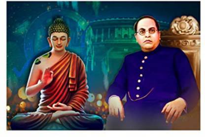 Dharvika Innovations Babasaheb Ambedkar and Buddha Painting Sparkle Coated  Self Adhesive Wallpaper Without Frame Digital Reprint 24 inch x 36 inch  Painting Digital Reprint 36 inch x 24 inch Painting Price in