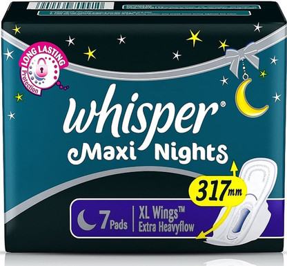 Whisper Maxi Nights Sanitary Pads, Xl 