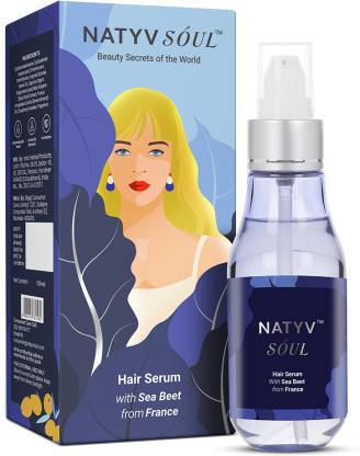 Natyv Soul Hair Serum with Sea Beet extract from France | All Hair Types | Hair�Styling & Smoothening | With French Sea Beet Extract & Moroccan Argan Oil | Lightweight | 2X Frizz Control | 2X Softer Hair |