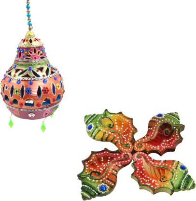 Jades Multicolor Pottery Hanging Lantern