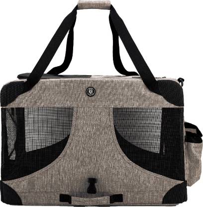 fofos Comfort Premium Outdoor Carrier, Grey |Anti-scratch breathable mesh | 2 large storage pockets + gripped zippers | High-density PE frame| Foldable structure for road travel Grey Basket Pet Carrier