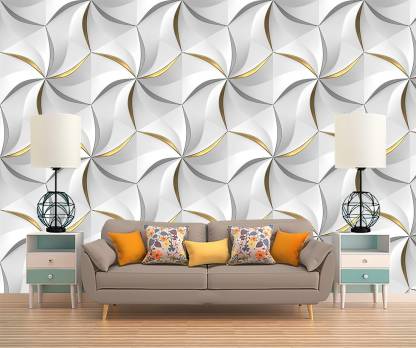 HD PRINT HOUSE Decorative White, Gold Wallpaper Price in India - Buy HD  PRINT HOUSE Decorative White, Gold Wallpaper online at 