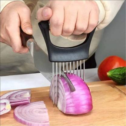 PRM by PRM Onion Slicer Cutter Vegetable Chopper with Stainless Steel Vegetable Tools Tomato Cutter Kitchen Gadgets Onion Holder for Slicing ,Odor Remover Perfect for Potato, Tomato(pack of 1) Vegetable & Fruit Chopper