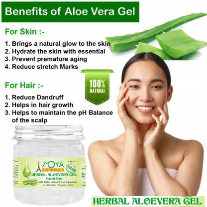 ZOYA PARIS Aloe Vera Gel Ideal for Skin Care, Face, Acne Scars, Hair  Treatment. Herbal Crystal