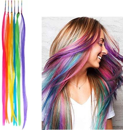 Rainbow Hair Accessories Clip in/On Colored Extensions Wig Pieces Colorful Hairpieces 