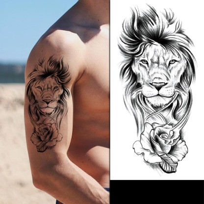 SAVI 3D Temporary Tattoo Angry Roaring Lion Big Face Design Size 21x15  cm Black 10 g  Amazonin Beauty