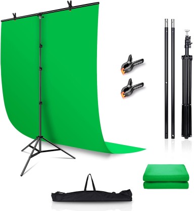 ePhoto H9004SB2-69BWG 3pieces 6x9 Chromakey Green Screen Muslins Backdrops Background Support Kit 2400 Watt Lighting Studio with Case-Black White 