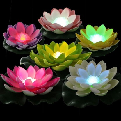 LED Lighted Pink Purple AND Red Lotus Flower Pond Floatie set of 3 