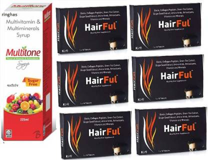 RINGHAS PCI Multitone Syrup 225ml + HairFul Hair fall Treatment & Hair  Growth Tablets Men & Women 60 Tablets (60 g) Price in India - Buy RINGHAS  PCI Multitone Syrup 225ml +