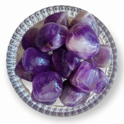 SadaSukh Natural Amethyst Tumble Stone for Crystal Healing, Reiki Healing  and Astrology Regular Asymmetrical Quartz Stone