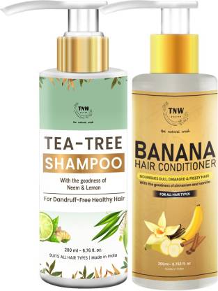 TNW - The Natural Wash Tea Tree Shampoo and Banana Conditioner for Dandruff-Free & Silky Smooth Hair | Toxin-Free Haircare Products | Best Haircare Products with Natural Ingredients