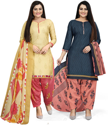 Cotton Printed, Self Design Salwar Suit 