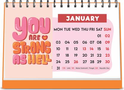 Escaper You Are Strong Designer Calendar 2022 Desk Motivational (A5 Size - 8.5 X 5.5 Inch - 12 Pages Month Wise) | Table Calendar 2022 2022 Table Calendar Price In India -