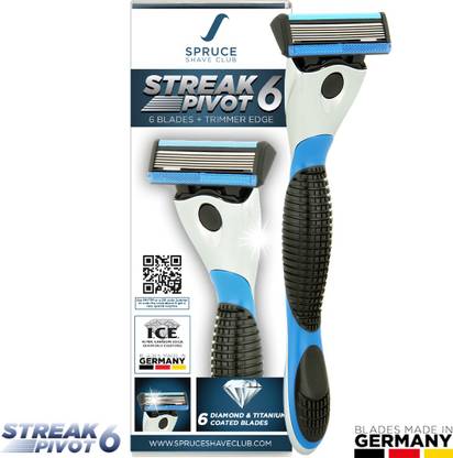 SPRUCE SHAVE CLUB Streak6 Shaving Razor For Men – 6 Blade Shaving Razor Made In Germany
