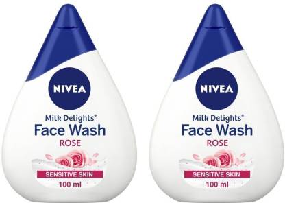 NIVEA Milk Delights Caring Rosewater For Sensitive Skin 100ml Face Wash  (200 ml)