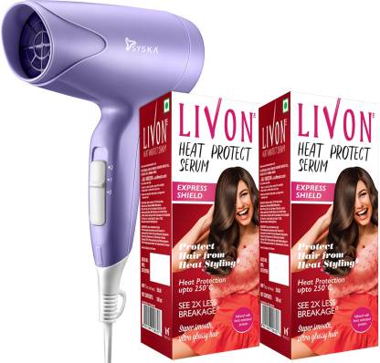 LIVON Heat Protect Serum, For Protection Upto 250C, 2X Less Hair Breakage and Syska Hair Dryer  (200 ml)