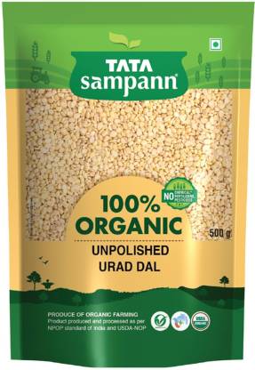 Tata Sampann Organic Unpolished Urad Dal (Split)  (500 g)