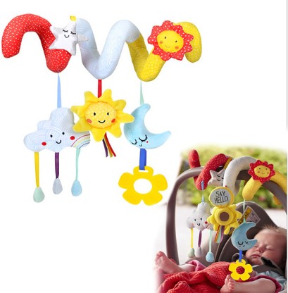 Infant Toys Soft Hanging Rattle Crinkle Sensory Learning Toys Newborn Stroller Car Seat Crib Toys Plush Animal Rattle Toys with Teether for Baby Boys Girls Baby Toys for 0 3 6 9 to 12 Months 