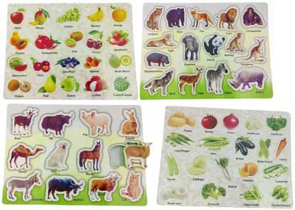 ADI Traderss EVA Fruits Vegetables Domestic Animals Wild Animals Puzzle  Board Pack of 4 Multicolour - 67