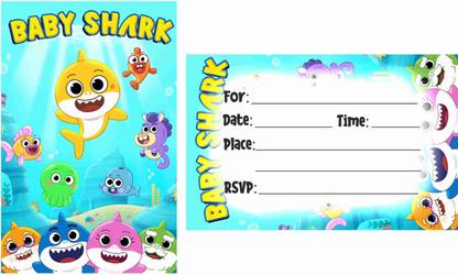 Balloonistics Baby Shark Theme Invitations Cards With Envelopes For Birthday Party Kids Birthday Party Invitations For Boys And Girls Pack Of 10 Invitation Card Price In India Buy Balloonistics Baby Shark