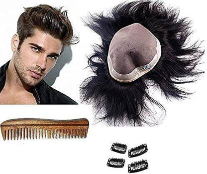 Bh Beauty Home Human Hair USA Base Patch For Men Hair Wigs For Men Full Head  Natural Wig Real Hair With Free Neem Wood Comb Hair Accessory Set Price in  India -