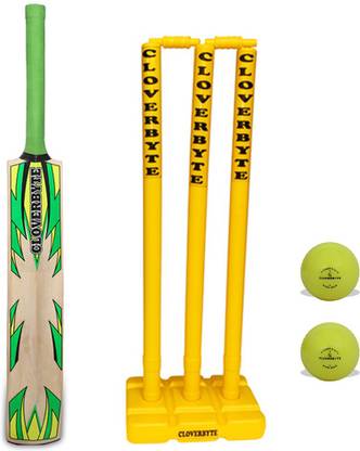 Image showcasing CLOVERBYTE Blast Cricket Set of Wooden Cricket Bat , Cricket Wicket And ...