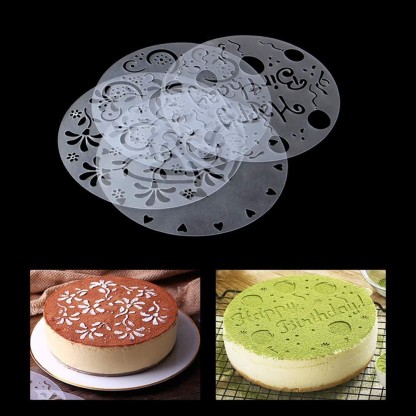 6 Pcs Cake Decorating Templates Cake Stencil Plastic Baking Stencils for Cupcake Cookie Wedding Cake Decoration Supplies 