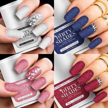DIRTY SHADES Non-Toxic Chemical lllClassy Nail Polish Gift Combo Set of 4  Pcs (Glitter Silver, Glitter Blue, Glitter Pink, Glitter Red) Multicolor -  Price in India, Buy DIRTY SHADES Non-Toxic Chemical lllClassy