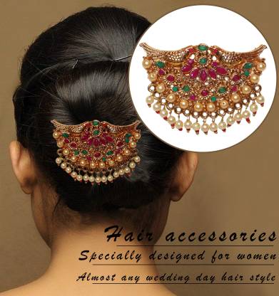 krelin Southern Aambada Juda/Pin Hair Brooch for Women Hair Jewelry Indian  Hair pin Hair Decoration, Hair Brooch with Hook Wedding Bridal Hair  Accessories for Girls and Women Aambada0008 Bun Clip Price in