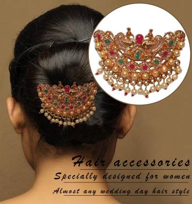 krelin Southern Aambada Juda/Pin Hair Brooch for Women Hair Jewelry Indian  Hair pin Hair Decoration, Hair Brooch with Hook Wedding Bridal Hair  Accessories for Girls and Women Aambada0007 Bun Clip Price in
