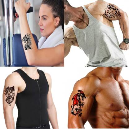 voorkoms Big Dragon,3D DragonTattoo,and Dragon , Tribal Dragon tattoo  Waterproof body Temporary tattoo for all men and women pack of 4 - Price in  India, Buy voorkoms Big Dragon,3D DragonTattoo,and Dragon ,
