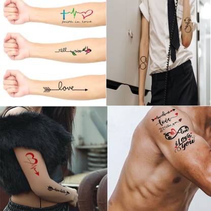 voorkoms Heart Beat Faith Love Arrow , Infinity Love, Heart Love Arrow  tattoo, lovely Heart tattoo men&women waterproof temporary tattoo for all  boys and girls pack of 4 - Price in India,