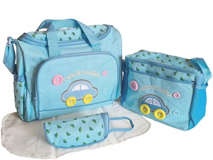 4Pcs/set Mummy Travel Baby Nappy Changing Bags Multifunctional Shoulder Blue 