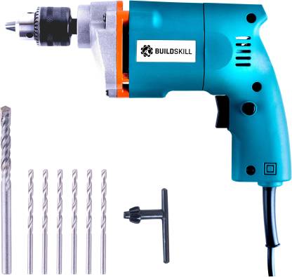 BUILDSKILL 10MM Professional Powerful Heavy Drill Machine with 7 High Quality Bits BED1100-Bluebits Pistol Grip Drill