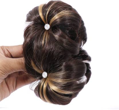 navjai Hair Clutcher Juda/Bun with Stone Golden Highligher Hair Extension  Synthetic Hair Artificial Juda Hairstyle Tool and Accessories  Marriage,Functions for womens & Girls Braid Extension Bun Price in India -  Buy navjai