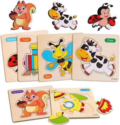 Authfort Puzzles for Kids Ages 2-4,6 Pack Wooden Puzzles for Toddlers 2 3 4  Years Old Preschool Educational Learning Toys Set Animals Puzzles for Boys  and Girls 6 Pcs set - Puzzles